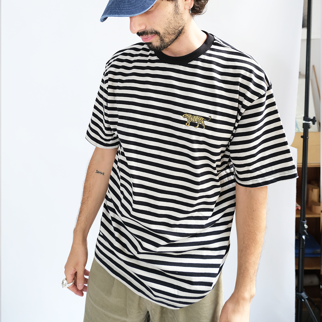 Stripes Tiger T | Stone and Black | Oversize
