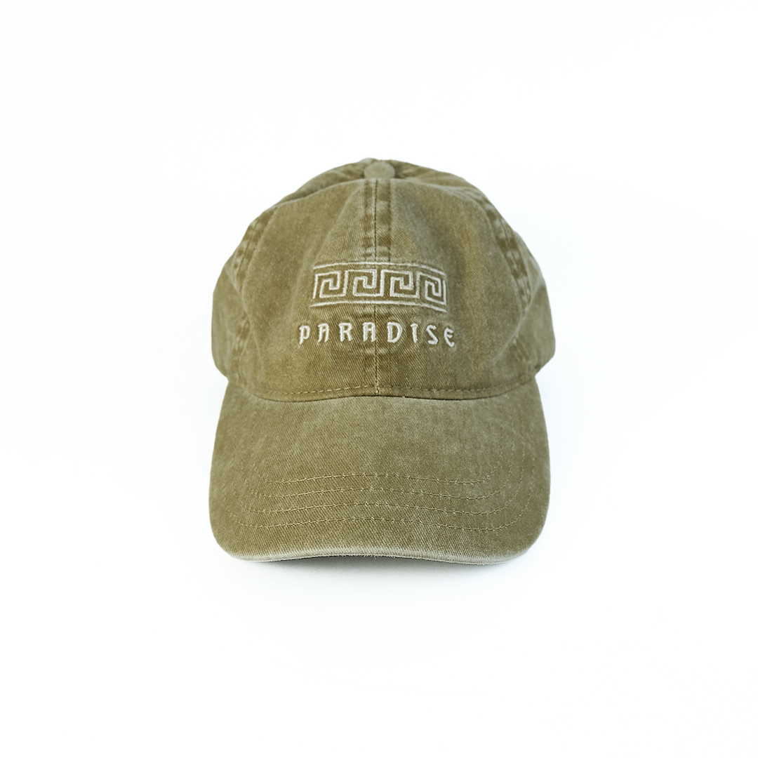 Washed Light Green Cap | Embroidered Paradise