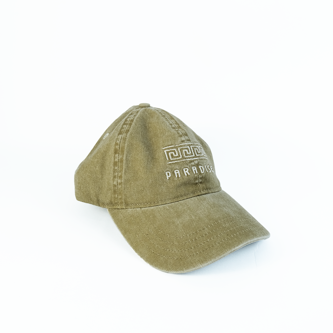 Washed Light Green Cap | Embroidered Paradise