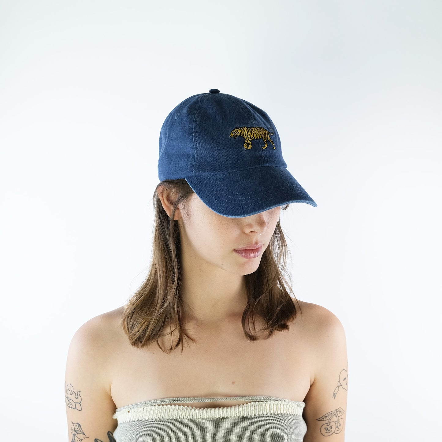 Washed- Blue Cap | Embroidered Tiger