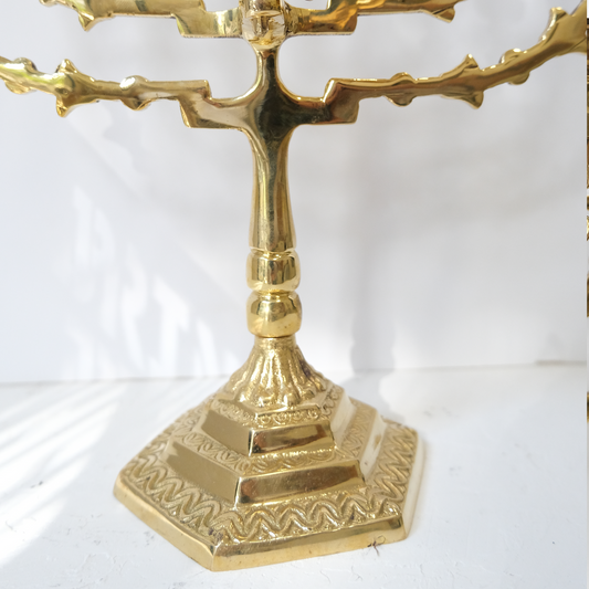 חנוכיה עם שמש מסתובב | נחושת | גודל גדול