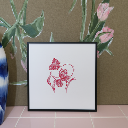 Red Tulips Framed