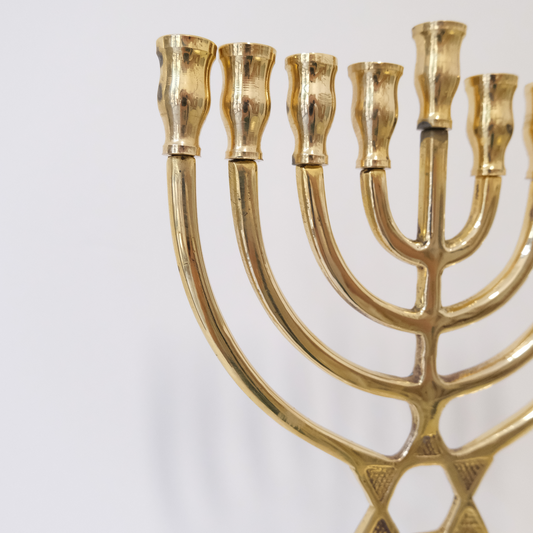 חנוכיה צינורות מגן דוד | נחושת | גודל בינוני