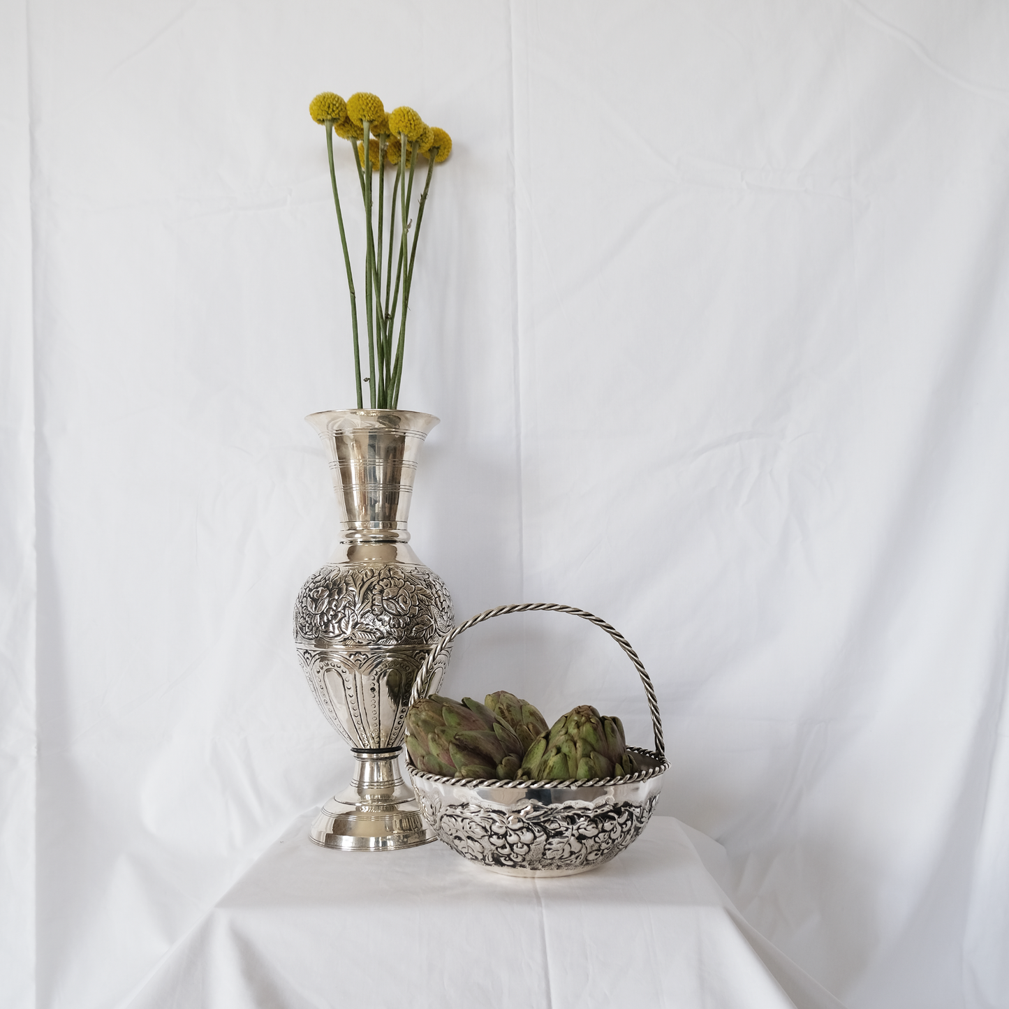 סלסלה גפנים | נחושת מצופה כסף