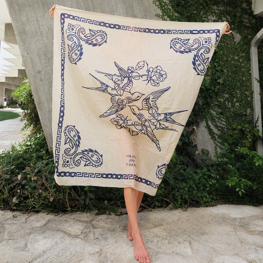 Pareau "Love Birds" | Sarong Beachwear | Silk& Cotton