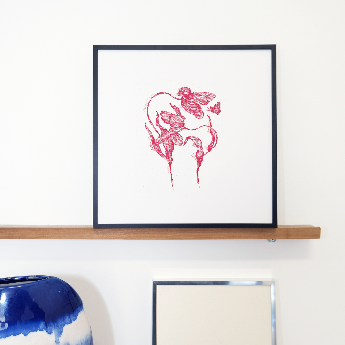 Tulips And Butterfly Framed