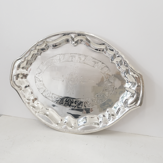 צלחת הגשה אובלית 1 | נחושת מצופה כסף