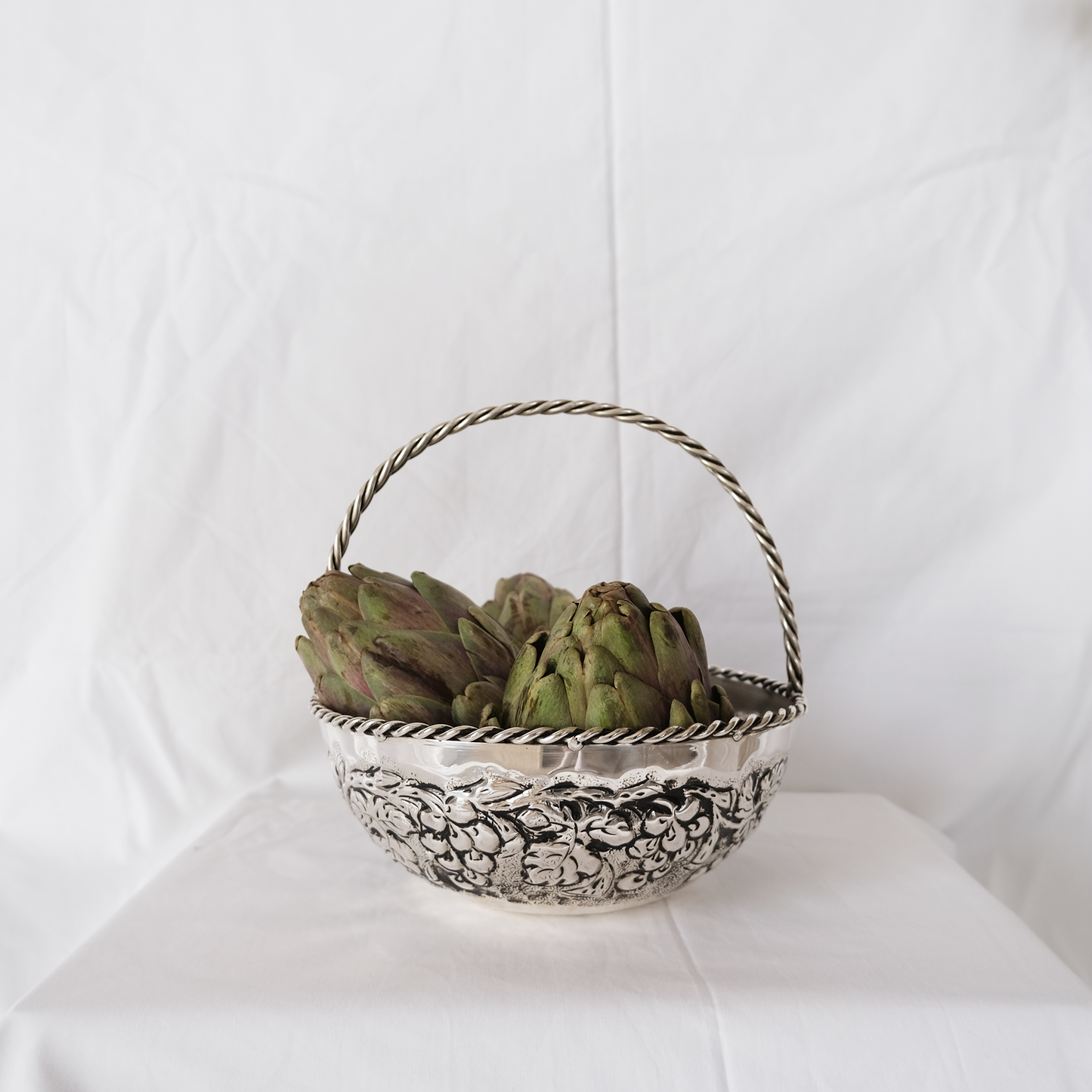 סלסלה גפנים | נחושת מצופה כסף