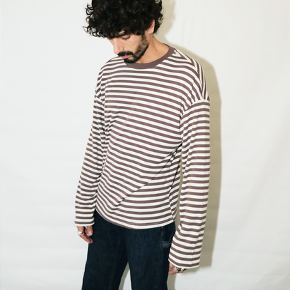 Long Sleeve | Brown creme Stripes | Semi Crop