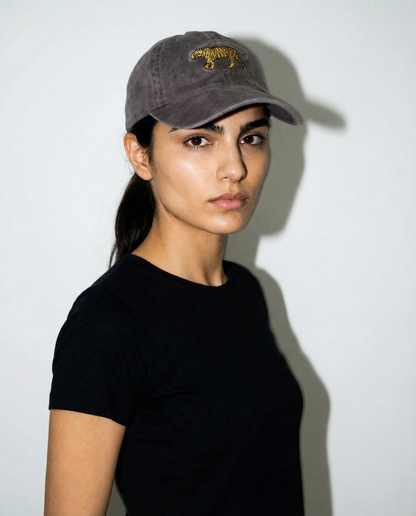 Washed Purple Brown Cap | Embroidered Tiger