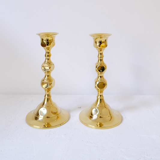 זוג פמוטים לנרות | קוביות | נחושת