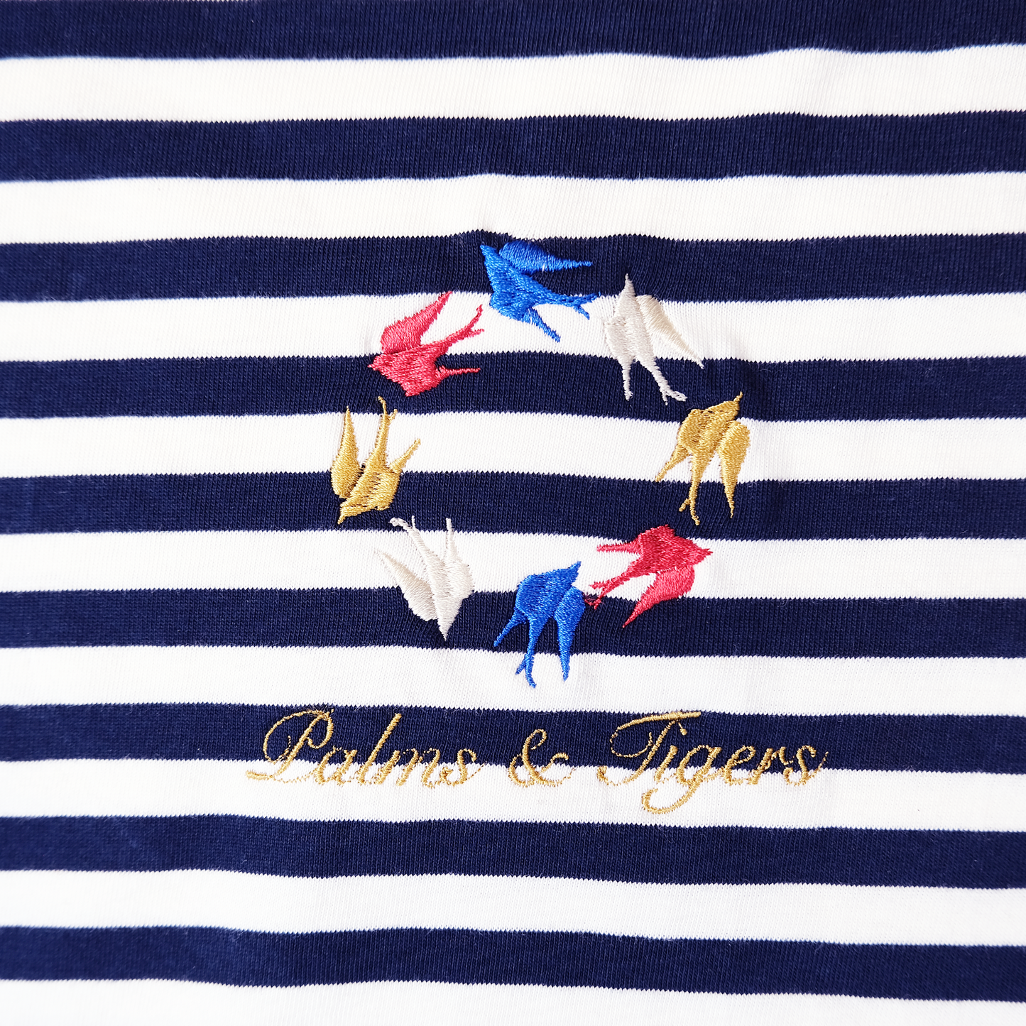 Stripes Blue Sailor T | Birds Embroidery |Oversize