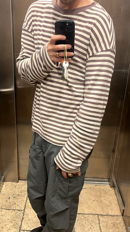 Long Sleeve | Brown creme Stripes | Semi Crop