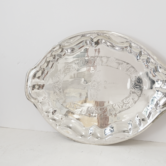 צלחת הגשה אובלית 1 | נחושת מצופה כסף