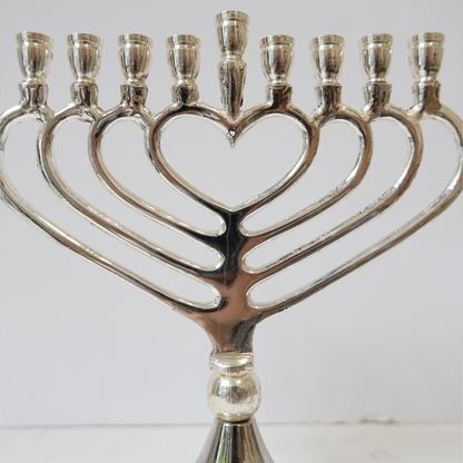 חנוכיה לב | ציפוי כסף | גודל קטן