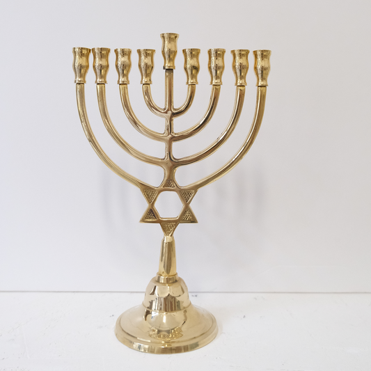 חנוכיה צינורות מגן דוד | נחושת | גודל בינוני