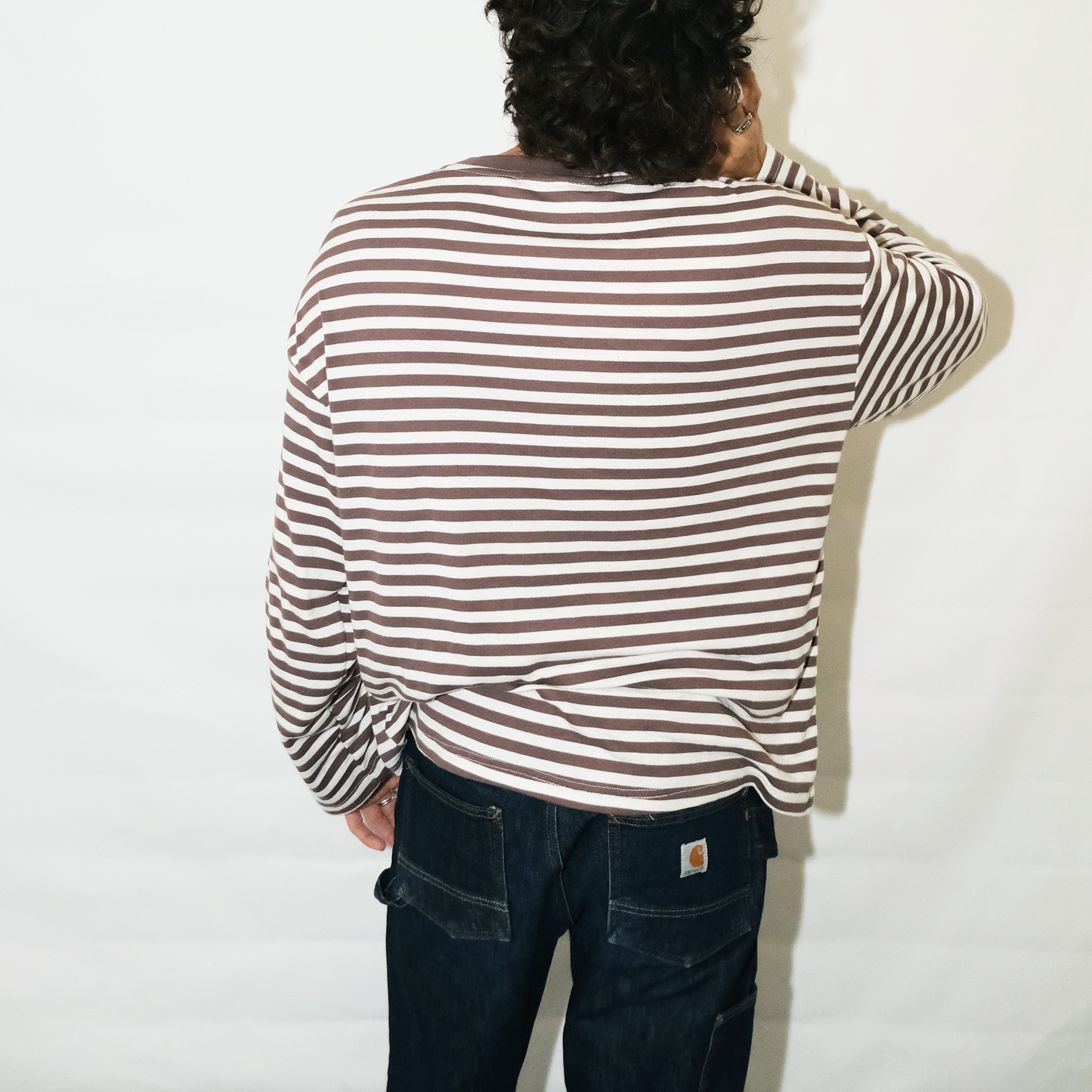 Long Sleeve | Brown creme Stripes | Semi Crop