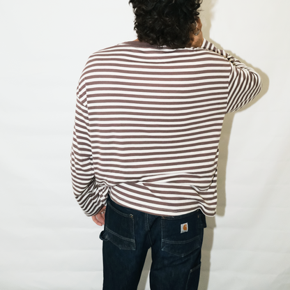 Long Sleeve | Brown creme Stripes | Semi Crop