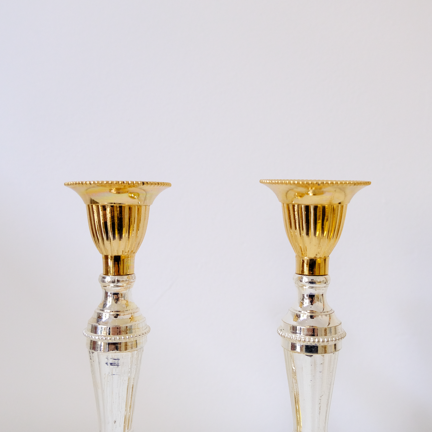 זוג פמוטים לנרות | עיטורים | ציפוי כסף וזהב