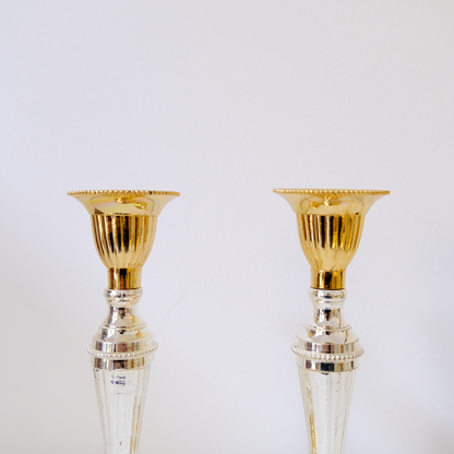 זוג פמוטים לנרות | עיטורים | ציפוי כסף וזהב