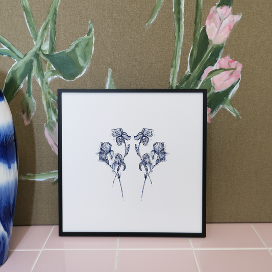 Irises in Blue | 30*30 | Framed Print