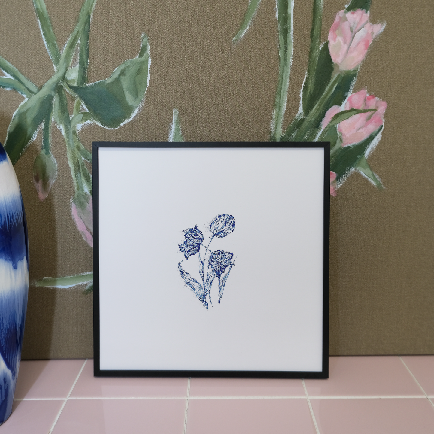 Blue Tulips Framed