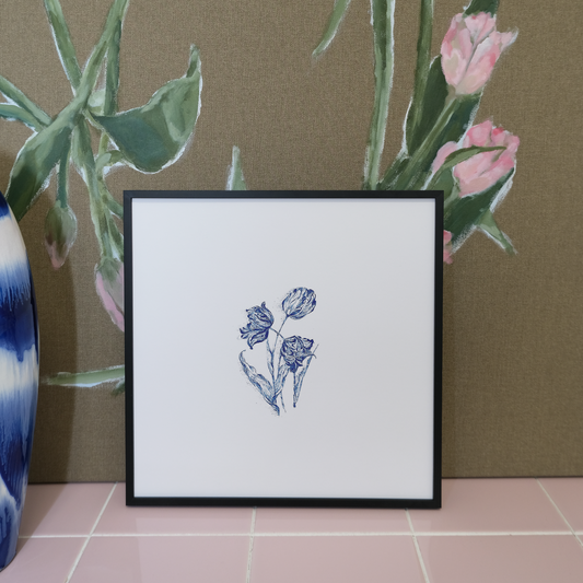 Tulips in Blue | 30*30 | Framed Print