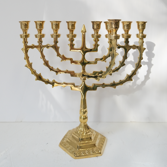 חנוכיה עם שמש מסתובב | נחושת | גודל גדול