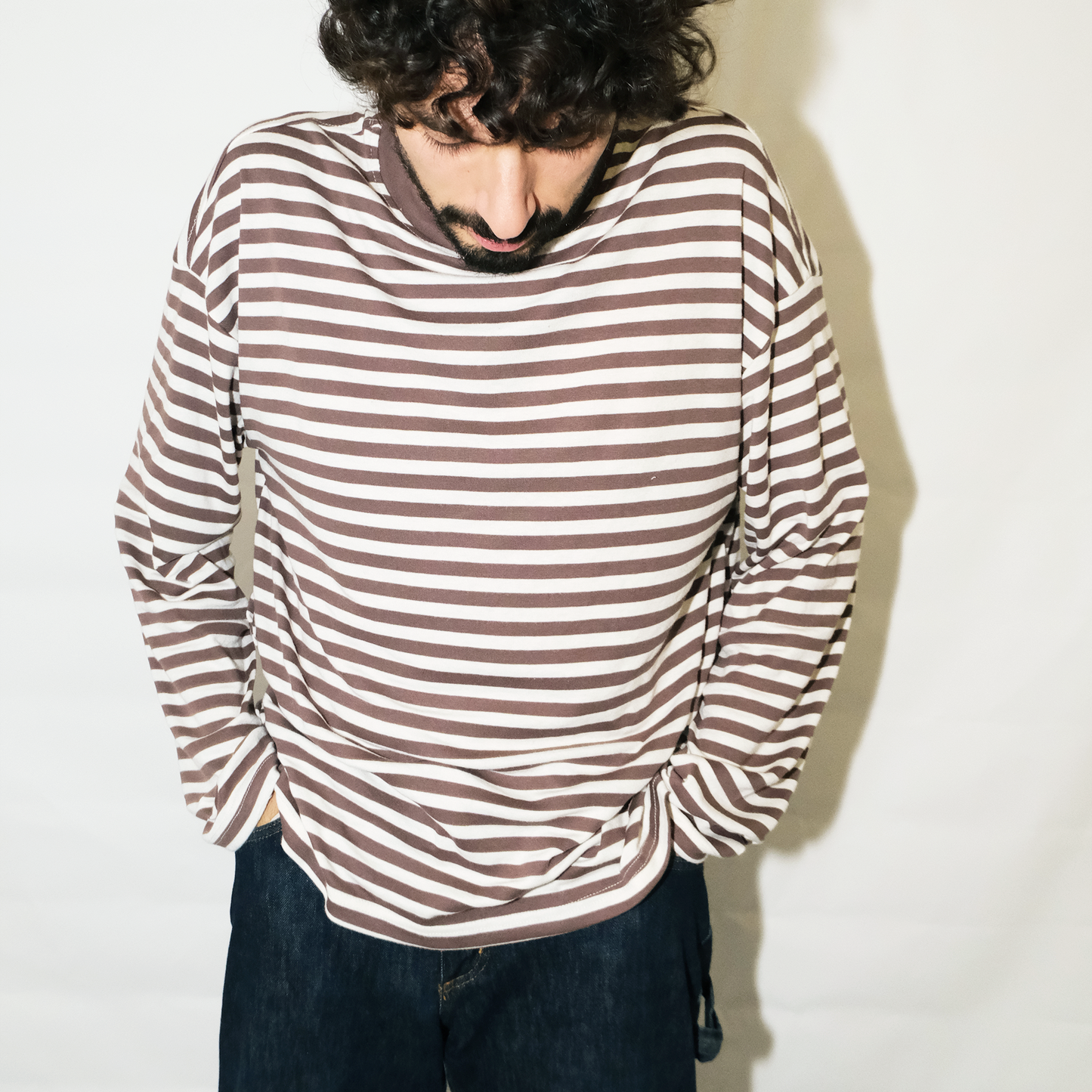 Long Sleeve | Brown creme Stripes | Semi Crop