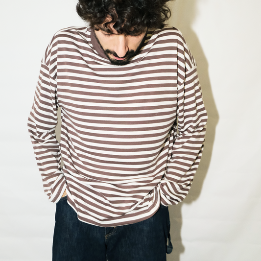 Long Sleeve | Brown creme Stripes | Semi Crop