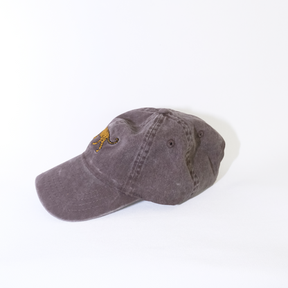 Washed Purple Brown Cap | Embroidered Tiger