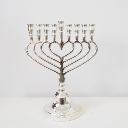 חנוכיה לב | ציפוי כסף | גודל בינוני