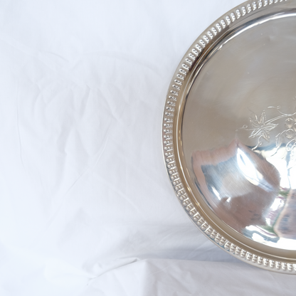 צלחת הגשה עגולה | נחושת מצופה כסף