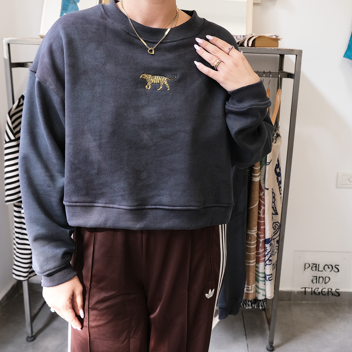 Tiger Sweater | Crop | Vintage Washed Navy