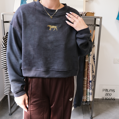 Tiger Sweater | Crop | Vintage Washed Navy