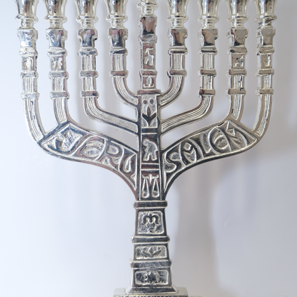 חנוכיה שבטים | נחושת מצופה כסף | גודל בינוני