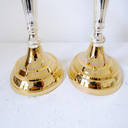 זוג פמוטים לנרות | עיטורים | ציפוי כסף וזהב