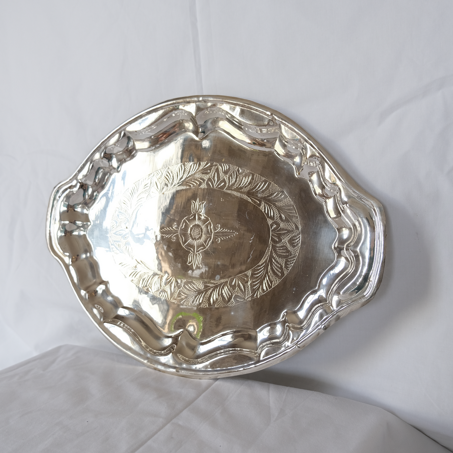 צלחת הגשה אובלית 2 | נחושת מצופה כסף