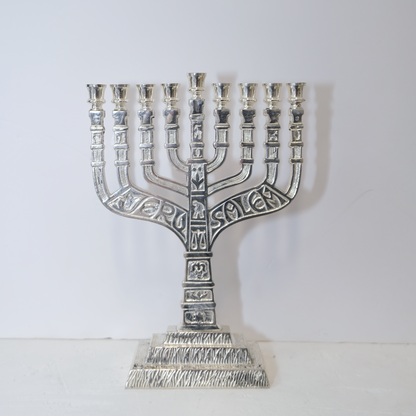 חנוכיה שבטים | נחושת מצופה כסף | גודל בינוני