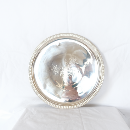 צלחת הגשה עגולה | נחושת מצופה כסף