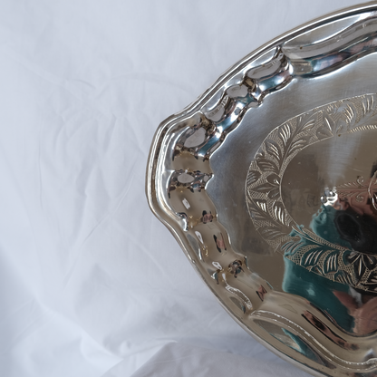 צלחת הגשה אובלית 2 | נחושת מצופה כסף