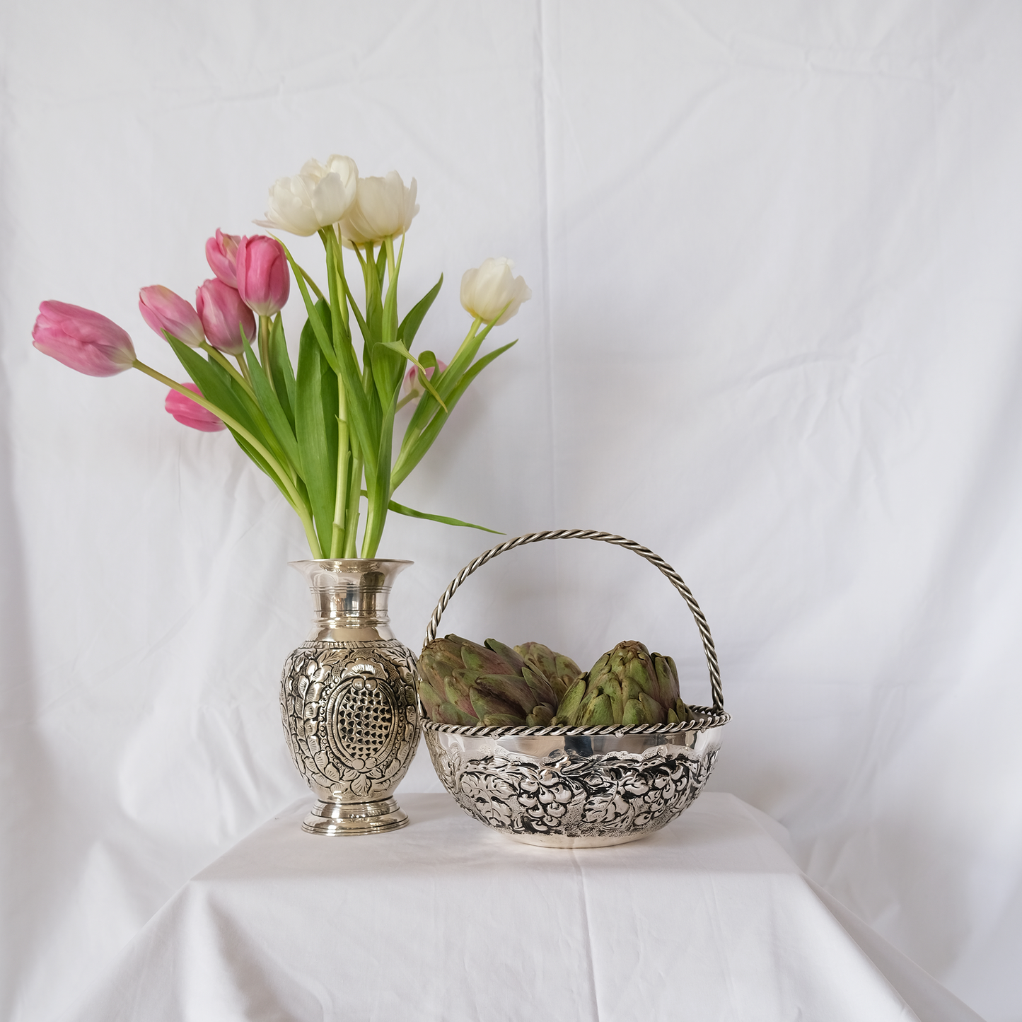 סלסלה גפנים | נחושת מצופה כסף