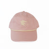 Pink Cap with Embroidered Bird and Cotton Rope