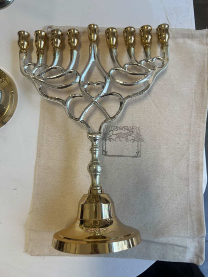 חנוכיה לב | ציפוי כסף וזהב
