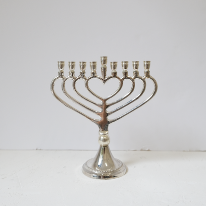 חנוכיה לב | ציפוי כסף | גודל קטן
