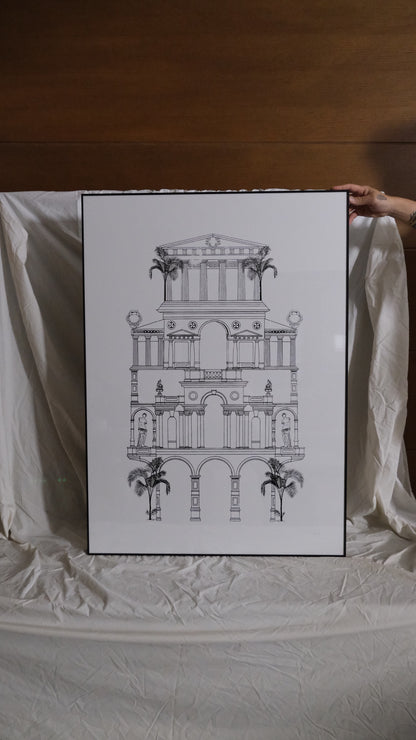 The Villa Screen Print in Black- Limited Edition 70*100 cm