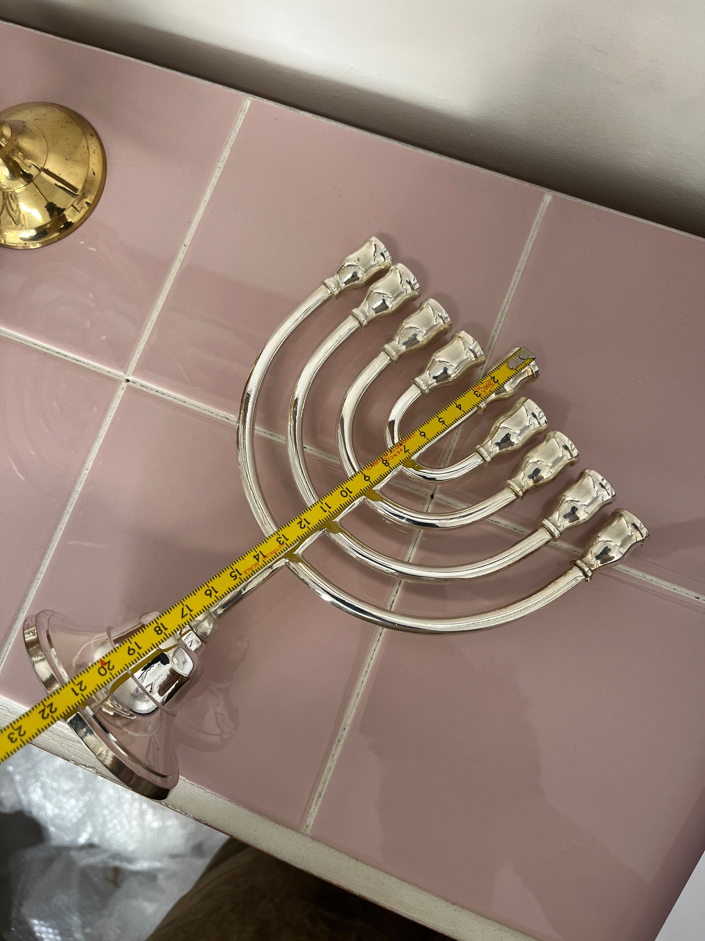 חנוכיה צינורות | ציפוי כסף | גודל בינוני