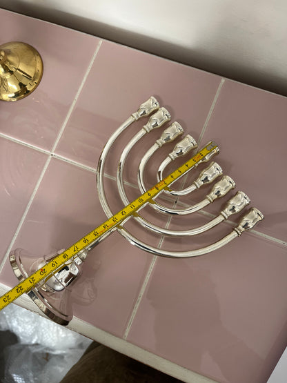 חנוכיה צינורות | ציפוי כסף | גודל בינוני