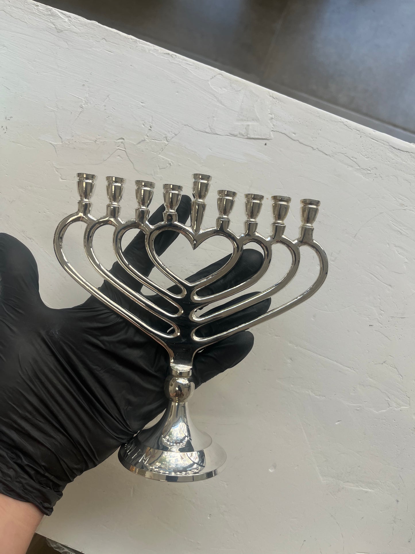 חנוכיה לב | ציפוי כסף | גודל קטן