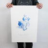 Zeitgeist and Peony Flower in Blue- Limited Edition Screen Print